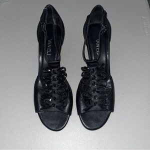 Vaneli Open Toe Dress Shoe Sandal Bow Detail Wedge Heel Size 9